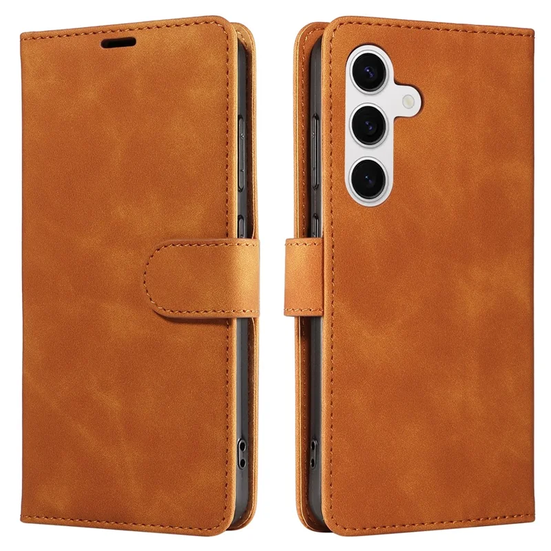 For Samsung Galaxy S24 Case RFID Blocking Wallet Stand Leather Flip Phone Cover with Slim Strap - Brown
