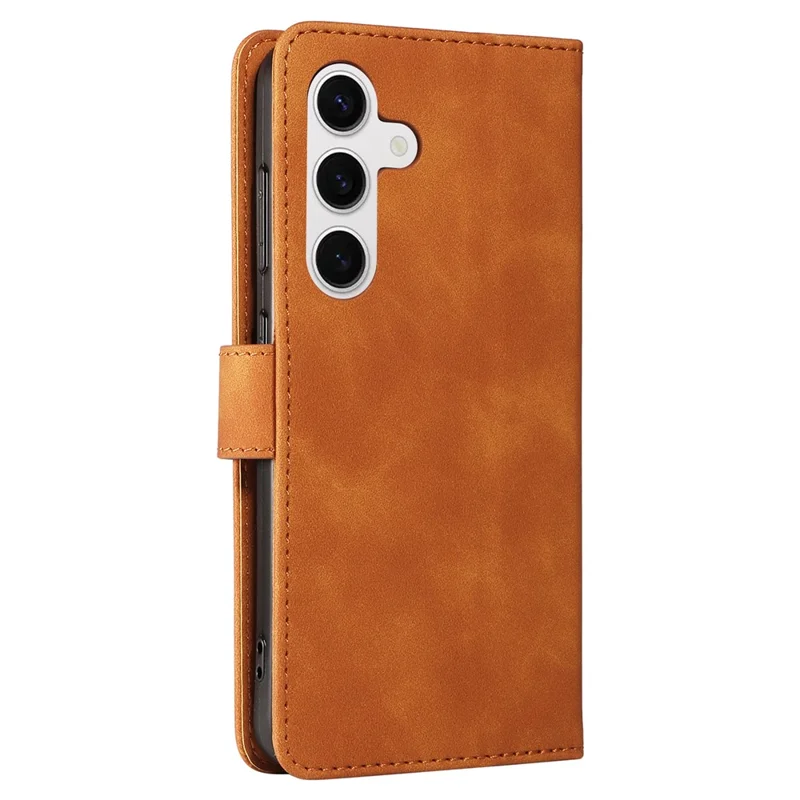 For Samsung Galaxy S24 Case RFID Blocking Wallet Stand Leather Flip Phone Cover with Slim Strap - Brown