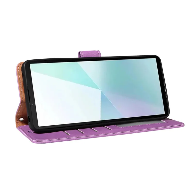 For Sony Xperia 10 VI Case with Thickened Strap RFID Blocking Wallet Stand Leather Flip Phone Cover - Purple