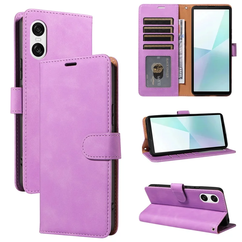 For Sony Xperia 10 VI Case with Thickened Strap RFID Blocking Wallet Stand Leather Flip Phone Cover - Purple