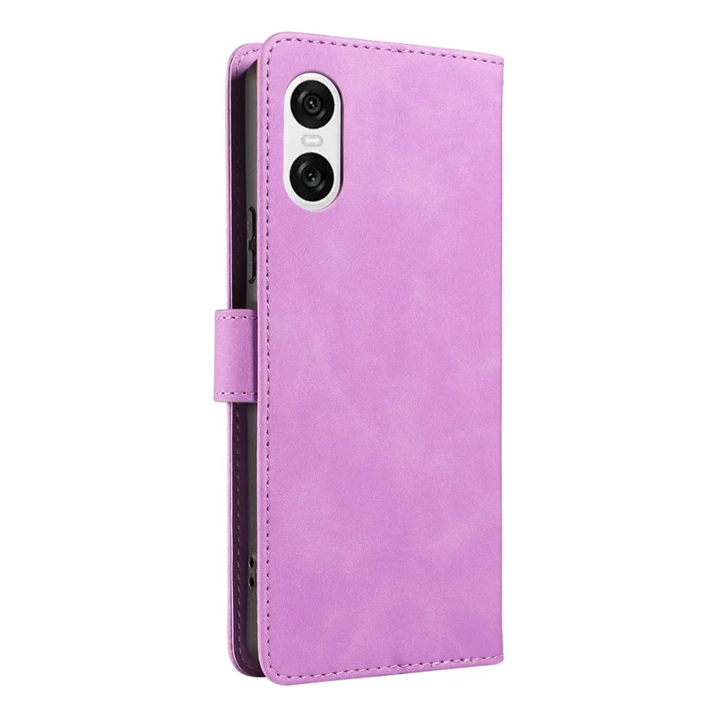 For Sony Xperia 10 VI Case with Thickened Strap RFID Blocking Wallet Stand Leather Flip Phone Cover - Purple