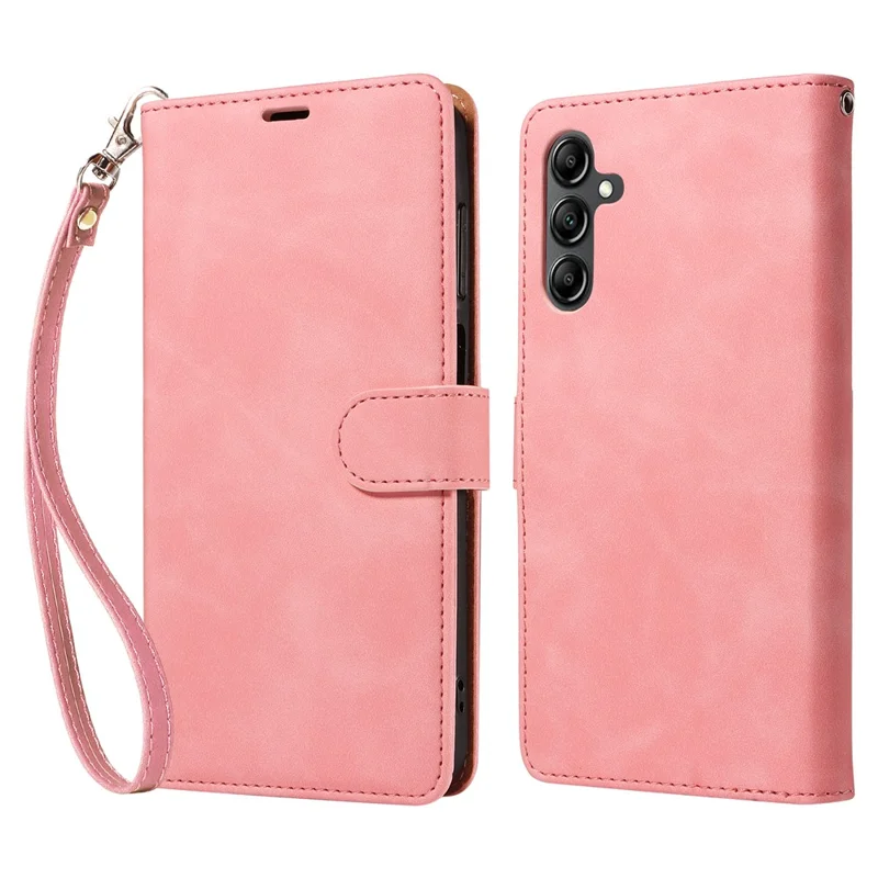 For Samsung Galaxy A54 5G Case with Thickened Strap RFID Blocking Wallet Stand Leather Flip Phone Cover - Pink