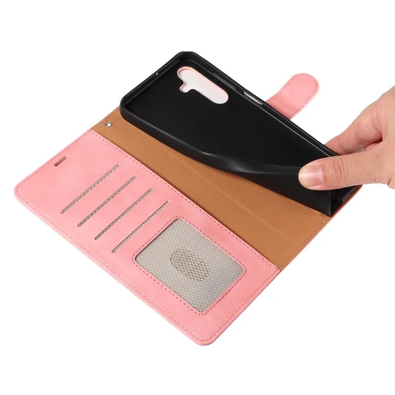 For Samsung Galaxy A54 5G Case with Thickened Strap RFID Blocking Wallet Stand Leather Flip Phone Cover - Pink