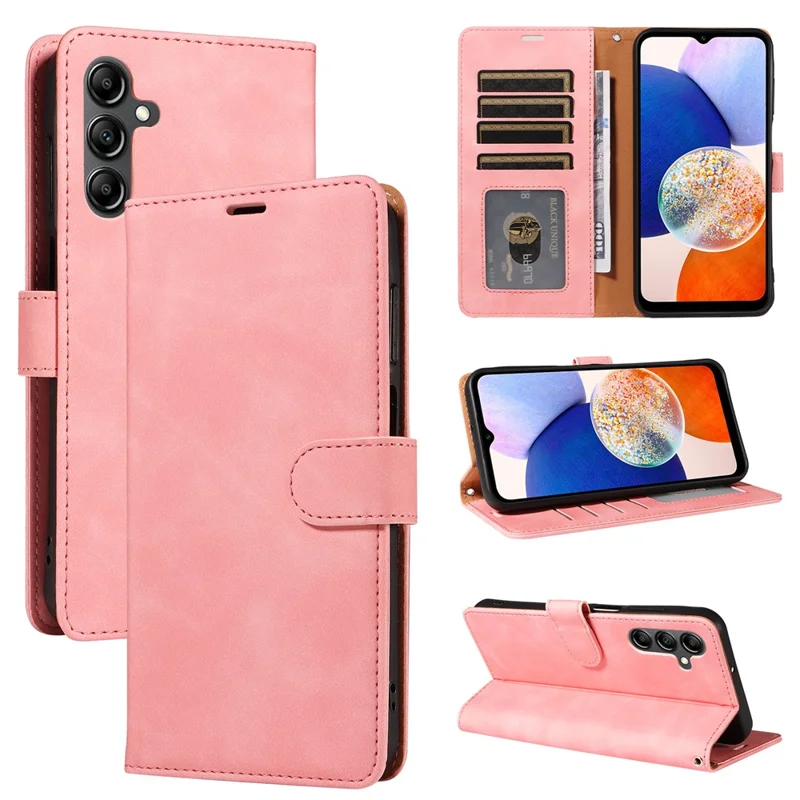 For Samsung Galaxy A54 5G Case with Thickened Strap RFID Blocking Wallet Stand Leather Flip Phone Cover - Pink