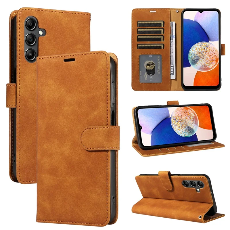 For Samsung Galaxy A55 5G Case with Thickened Strap RFID Blocking Wallet Stand Leather Flip Phone Cover - Brown