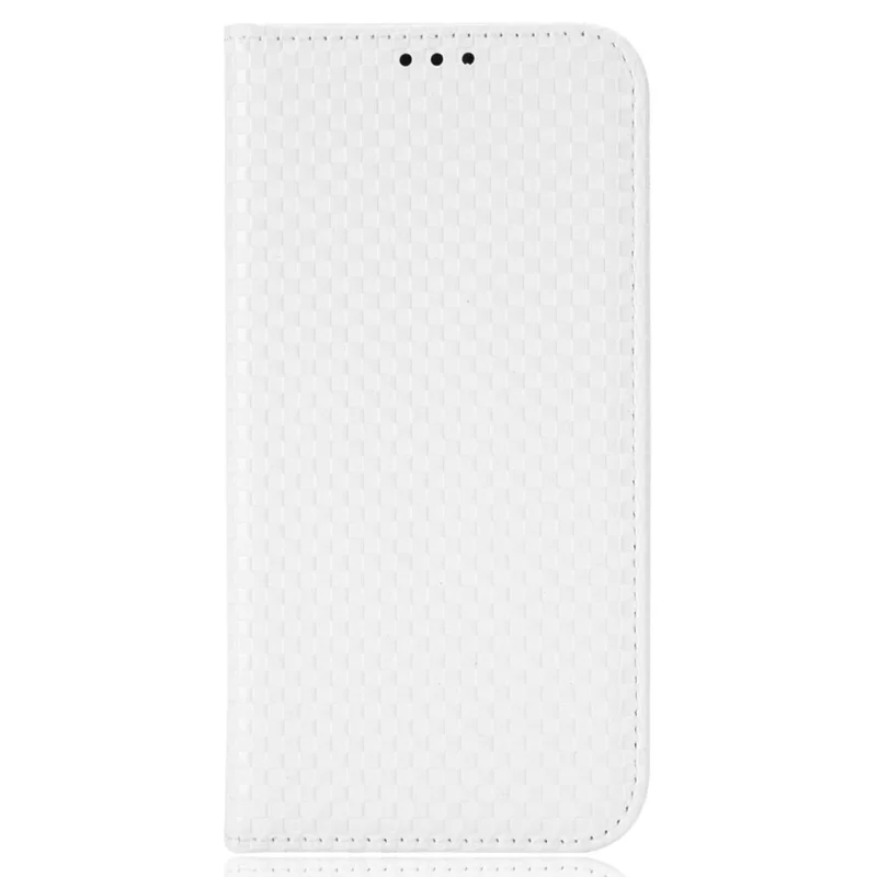 Phone Wallet Case For Nokia C21, Grid Texture Magnetic Auto-absorbed PU Leather Phone Cover Wear-resistant Phone Shell - White