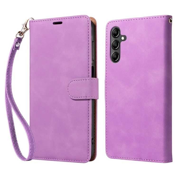 For Samsung Galaxy A15 4G / 5G Case with Thickened Strap RFID Blocking Wallet Stand Leather Flip Phone Cover - Purple