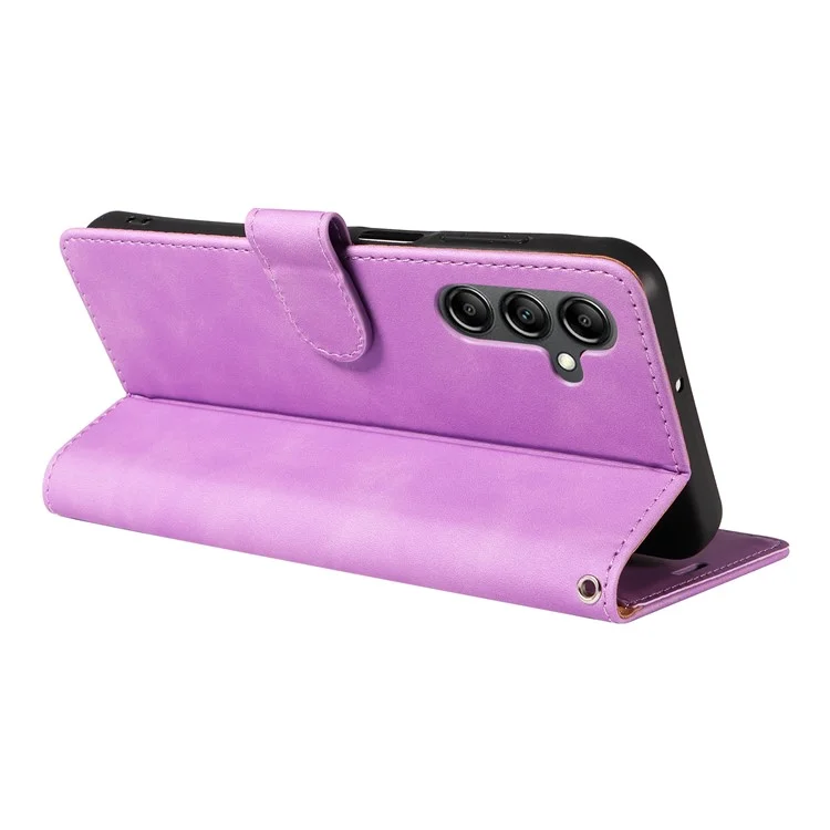 For Samsung Galaxy A15 4G / 5G Case with Thickened Strap RFID Blocking Wallet Stand Leather Flip Phone Cover - Purple