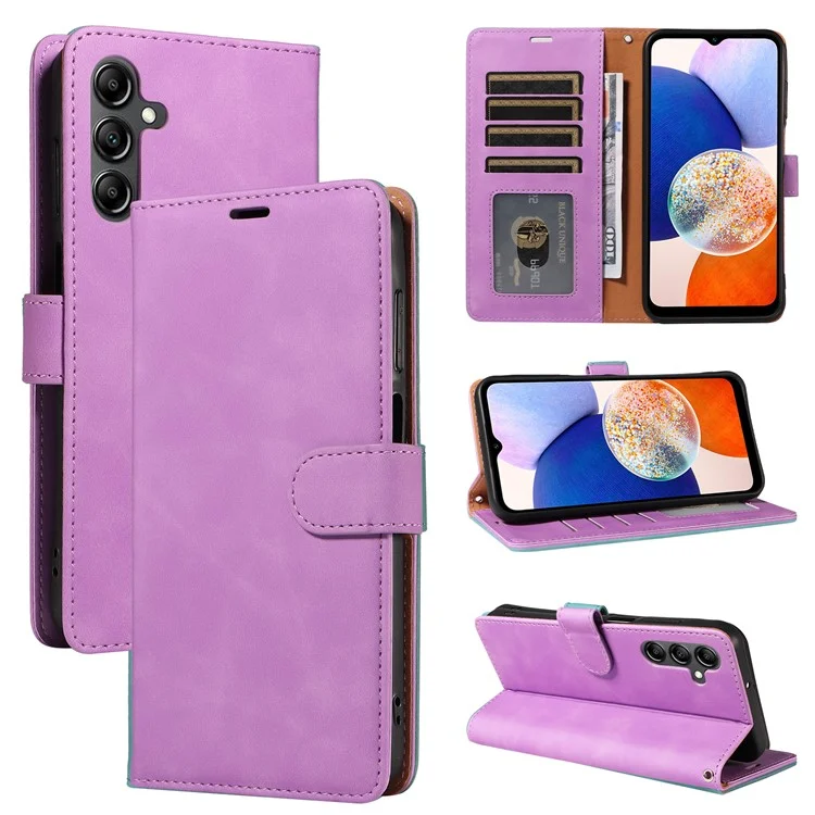 For Samsung Galaxy A15 4G / 5G Case with Thickened Strap RFID Blocking Wallet Stand Leather Flip Phone Cover - Purple