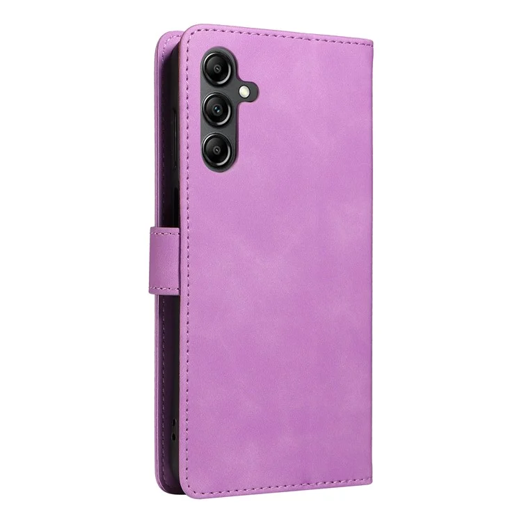 For Samsung Galaxy A15 4G / 5G Case with Thickened Strap RFID Blocking Wallet Stand Leather Flip Phone Cover - Purple