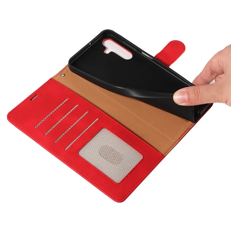 For Samsung Galaxy A25 5G (Global) (161.0 x 76.5 x 8.3mm) Case with Thickened Strap RFID Blocking Wallet Stand Leather Flip Phone Cover - Red