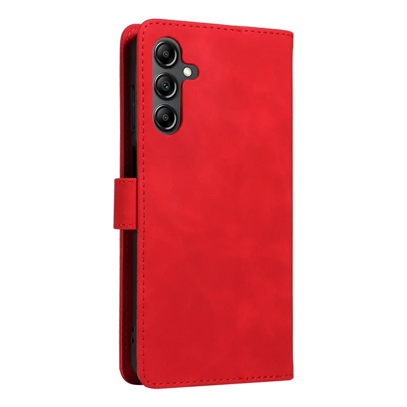 For Samsung Galaxy A25 5G (Global) (161.0 x 76.5 x 8.3mm) Case with Thickened Strap RFID Blocking Wallet Stand Leather Flip Phone Cover - Red