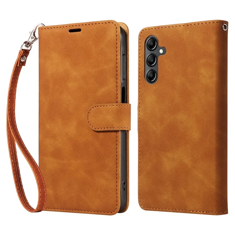 Funda para Samsung Galaxy A35 5G con correa reforzada, bloqueo RFID, soporte y cartera de cuero - Marrón