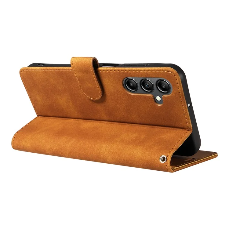 Funda para Samsung Galaxy A35 5G con correa reforzada, bloqueo RFID, soporte y cartera de cuero - Marrón