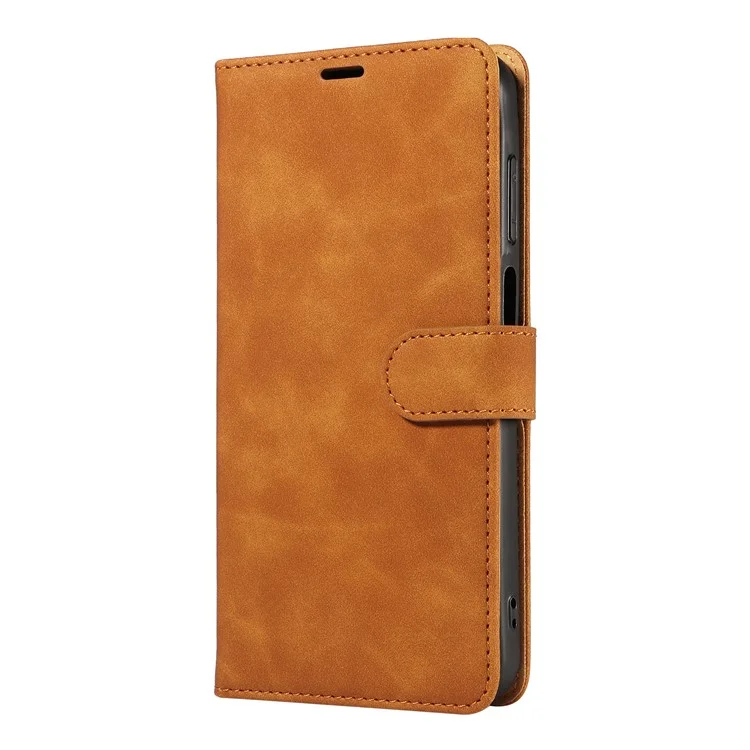 Funda para Samsung Galaxy A35 5G con correa reforzada, bloqueo RFID, soporte y cartera de cuero - Marrón