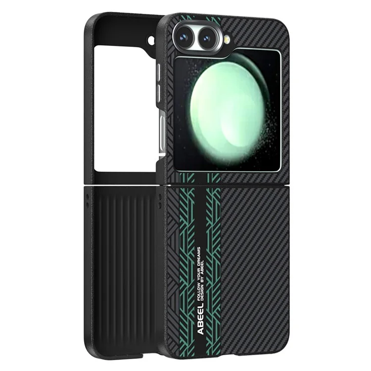 ABEEL Custodia per Samsung Galaxy Z Flip6 5G in PC + lega di alluminio + pelle PU compatibile con MagSafe - Texture 2