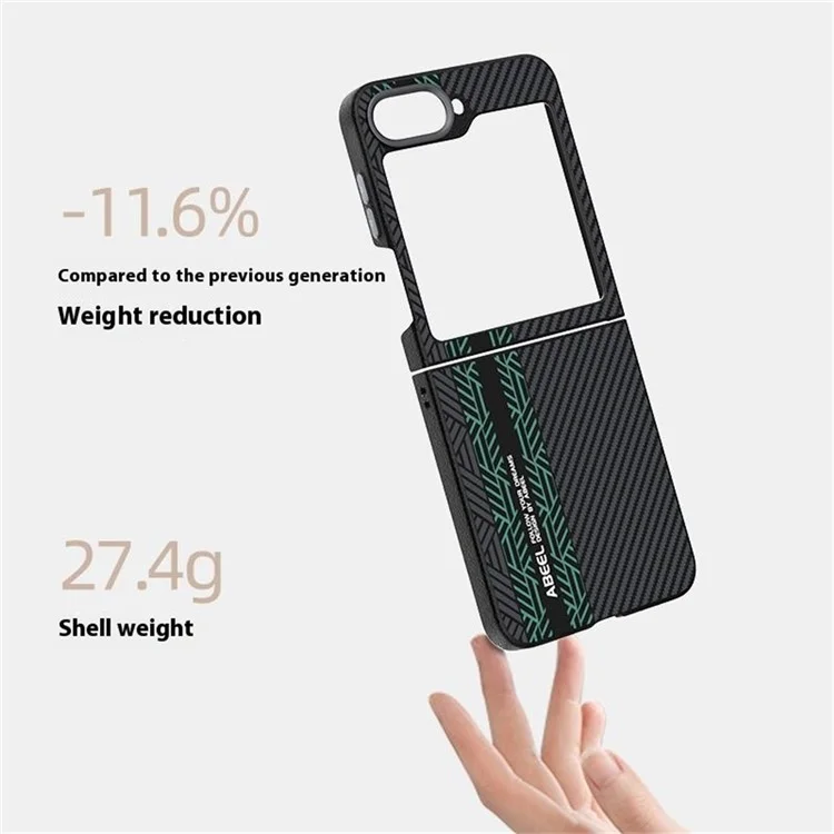 ABEEL Custodia per Samsung Galaxy Z Flip6 5G in PC + lega di alluminio + pelle PU compatibile con MagSafe - Texture 2