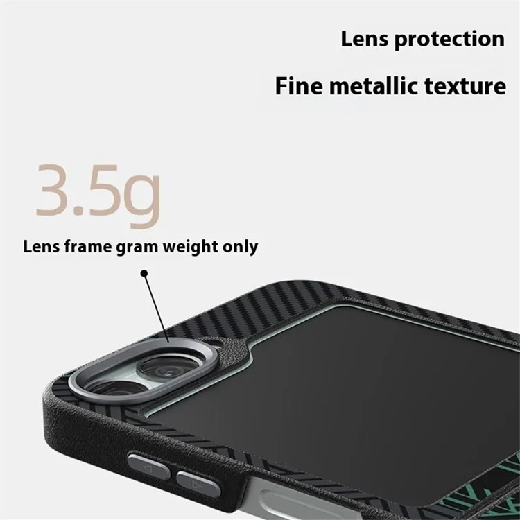 ABEEL Custodia per Samsung Galaxy Z Flip6 5G in PC + lega di alluminio + pelle PU compatibile con MagSafe - Texture 2