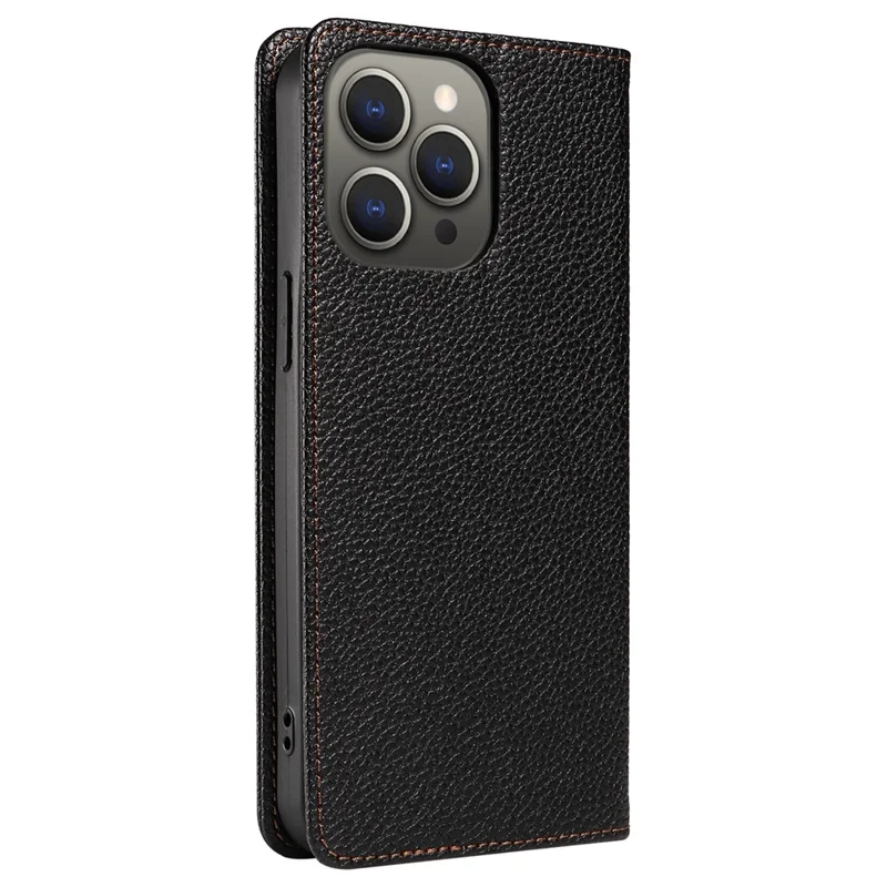 For iPhone 14 Pro Max Case RFID Blocking Strong Magnetic Leather Wallet Phone Cover - Black