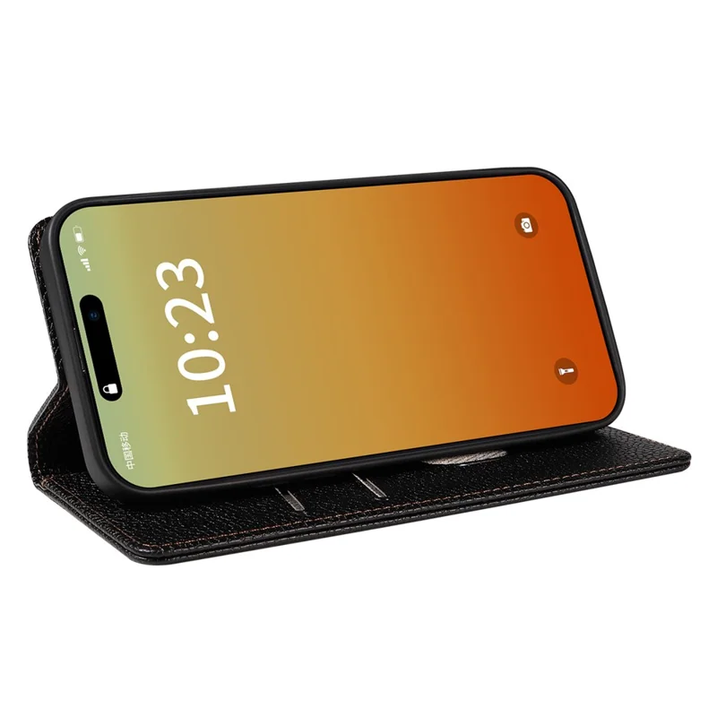 For iPhone 14 Pro Max Case RFID Blocking Strong Magnetic Leather Wallet Phone Cover - Black
