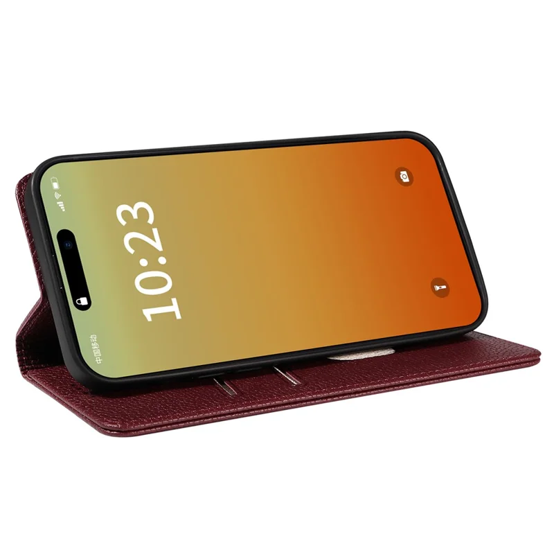 For iPhone 14 Pro Case RFID Blocking Strong Magnetic Leather Wallet Phone Cover - Wine Red