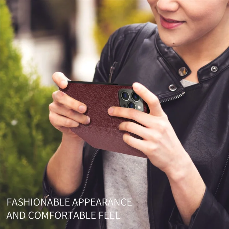 For iPhone 14 Pro Case RFID Blocking Strong Magnetic Leather Wallet Phone Cover - Wine Red