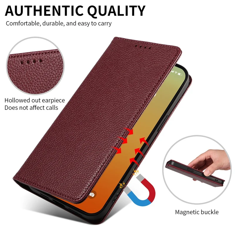 For iPhone 14 Pro Case RFID Blocking Strong Magnetic Leather Wallet Phone Cover - Wine Red