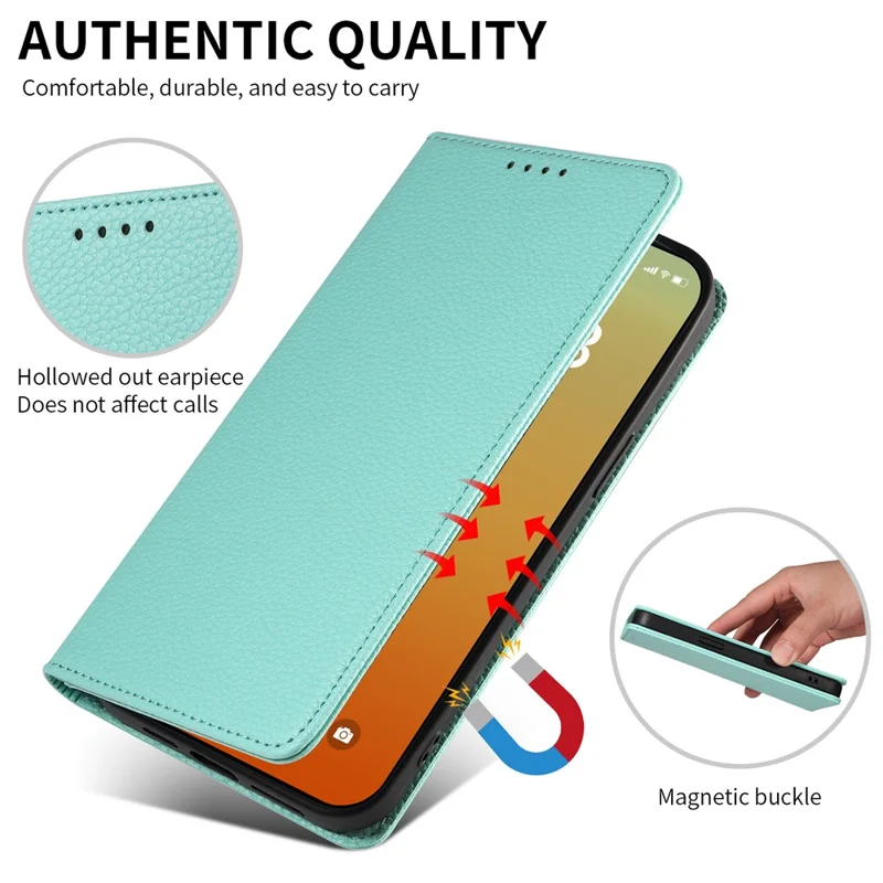 For iPhone 13 Pro Case RFID Blocking Strong Magnetic Leather Wallet Phone Cover - Mint Green