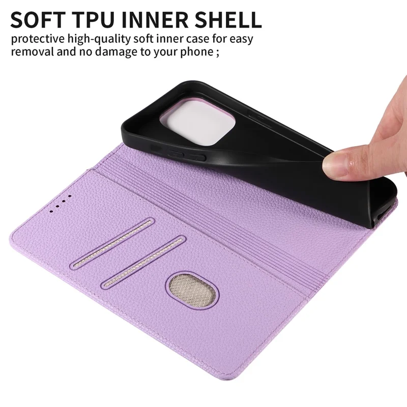 For iPhone 15 Pro Max Case RFID Blocking Strong Magnetic Leather Wallet Phone Cover - Purple