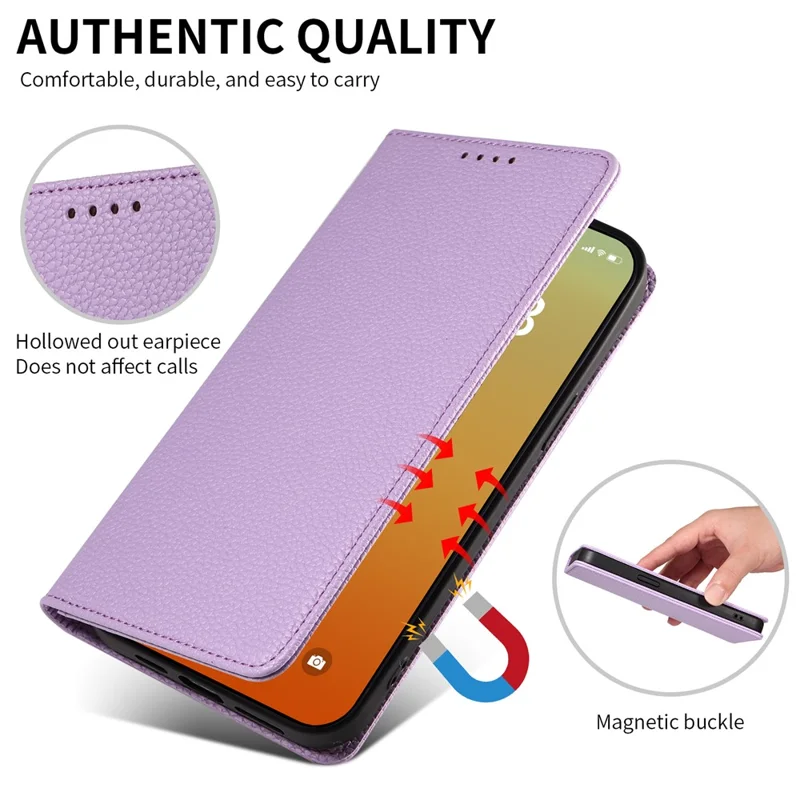For iPhone 15 Pro Max Case RFID Blocking Strong Magnetic Leather Wallet Phone Cover - Purple