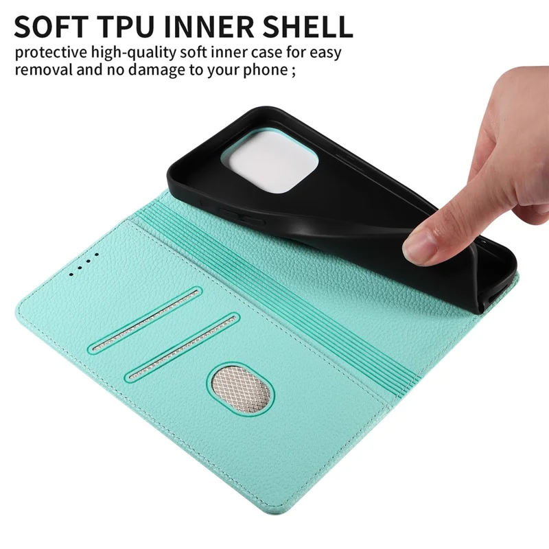 For iPhone 16 Pro Max Case RFID Blocking Strong Magnetic Leather Wallet Phone Cover - Mint Green