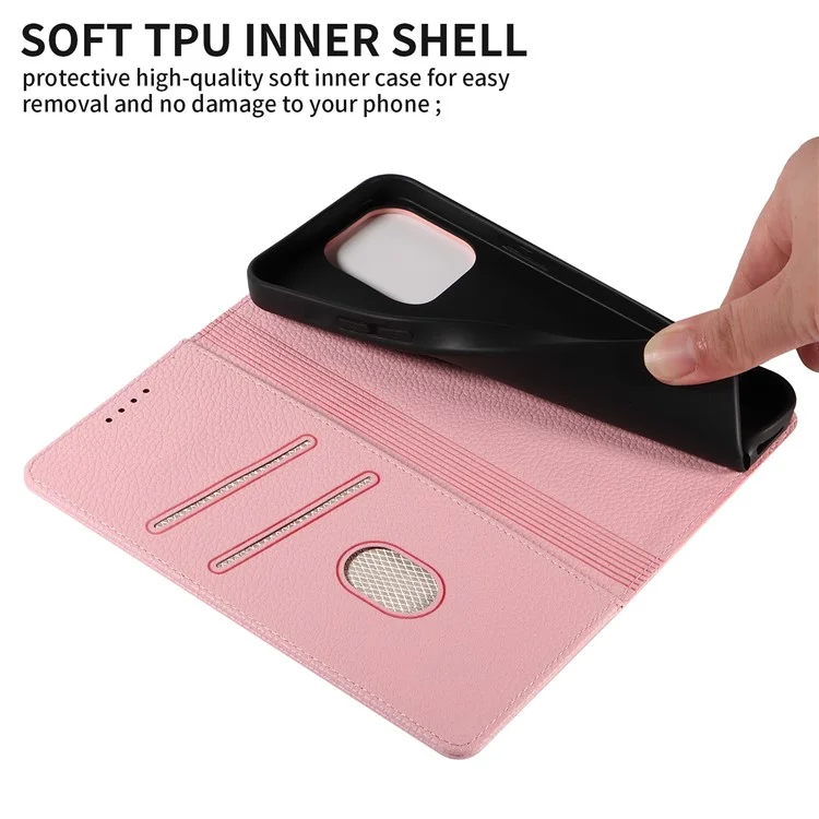 Custodia per iPhone 16 Pro Caso RFID Blocking Strong Magnetic Leather Wallet Phone Cover - Rosa