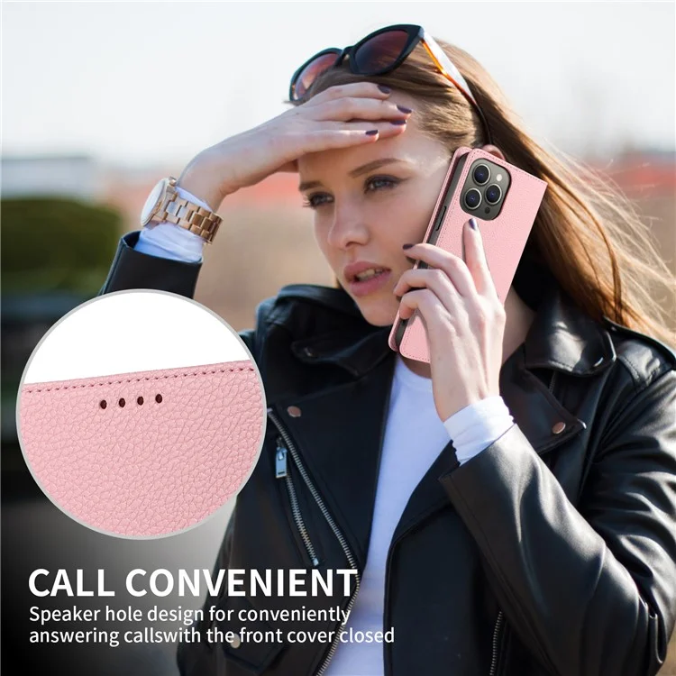 Custodia per iPhone 16 Pro Caso RFID Blocking Strong Magnetic Leather Wallet Phone Cover - Rosa