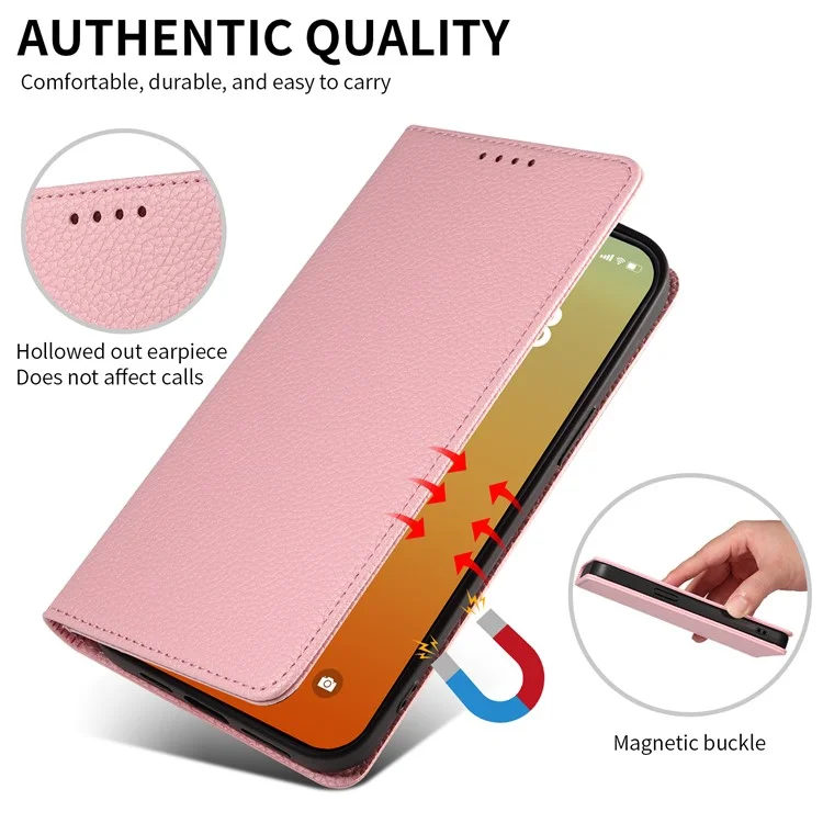 Custodia per iPhone 16 Pro Caso RFID Blocking Strong Magnetic Leather Wallet Phone Cover - Rosa