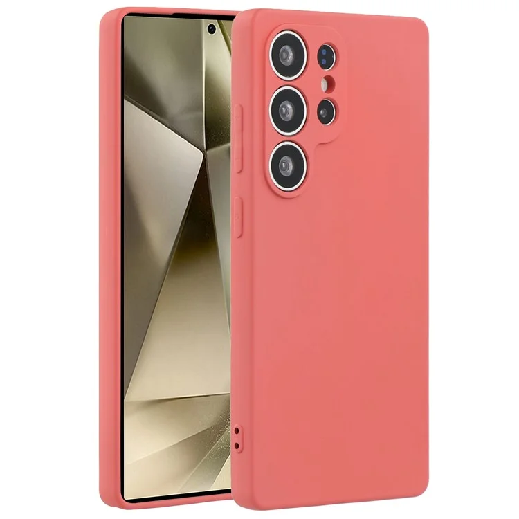For Samsung Galaxy S25 Ultra Case TPU Back Soft Anti-Scratch Fiber Lining Phone Cover - Hawthorn Red
