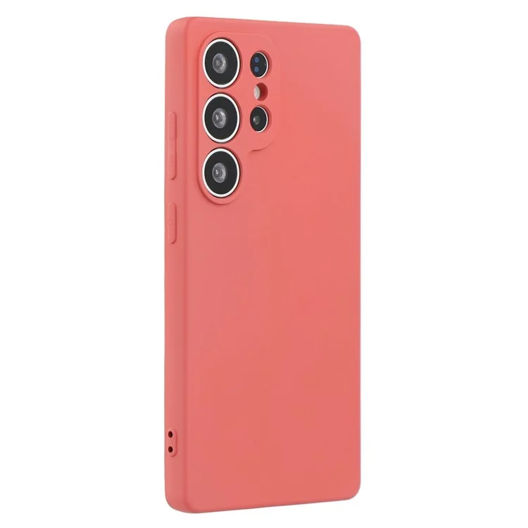 For Samsung Galaxy S25 Ultra Case TPU Back Soft Anti-Scratch Fiber Lining Phone Cover - Hawthorn Red