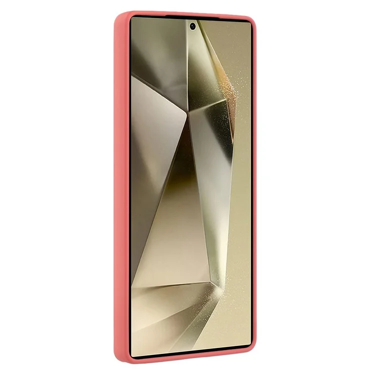 For Samsung Galaxy S25 Ultra Case TPU Back Soft Anti-Scratch Fiber Lining Phone Cover - Hawthorn Red