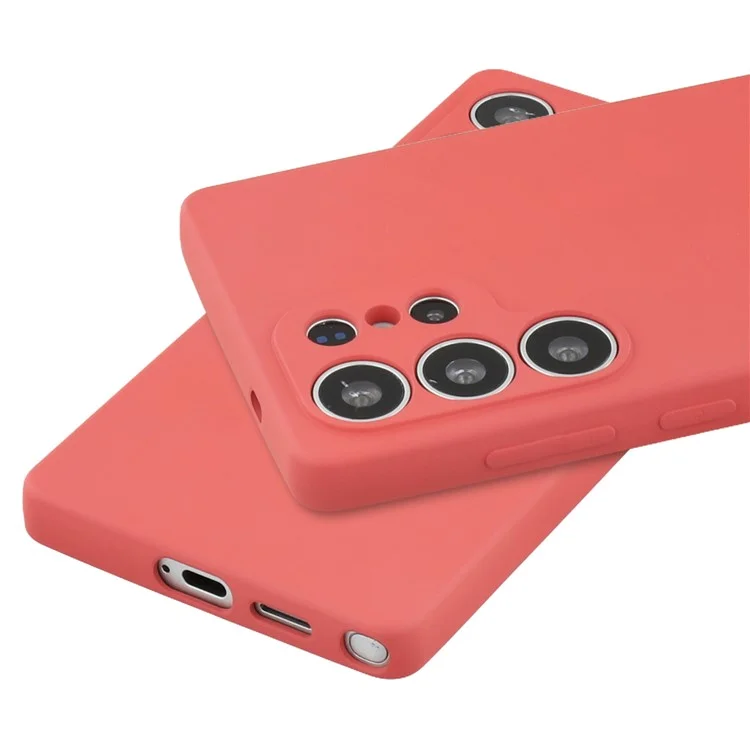 For Samsung Galaxy S25 Ultra Case TPU Back Soft Anti-Scratch Fiber Lining Phone Cover - Hawthorn Red