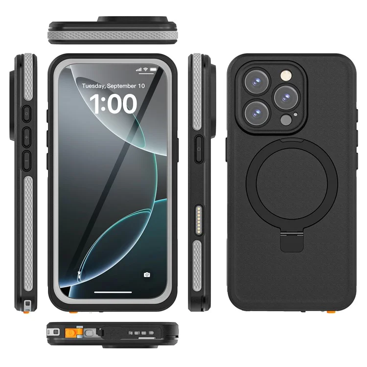 REDPEPPER IP68 Waterproof Case For iPhone 16 Pro Phone Back Cover Kickstand Compatible with MagSafe