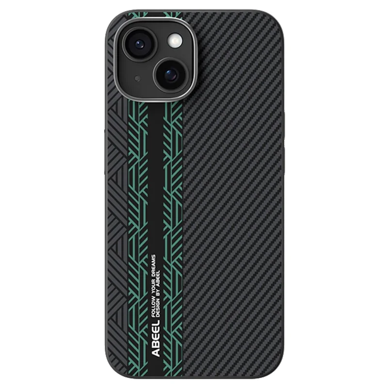 ABEEL For iPhone 15 Case PC + TPU + Aluminum Alloy + PU Leather Phone Cover Compatible with MagSafe - Texture 2