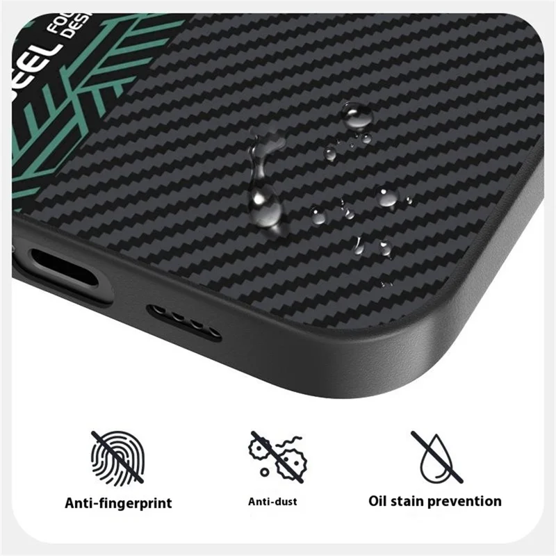 ABEEL For iPhone 15 Case PC + TPU + Aluminum Alloy + PU Leather Phone Cover Compatible with MagSafe - Texture 2