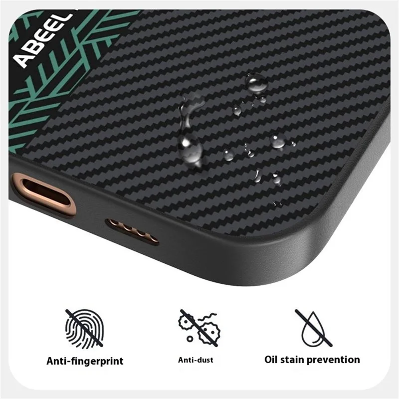 ABEEL For iPhone 16 Pro Case PC + TPU + Aluminum Alloy + PU Leather Phone Cover Compatible with MagSafe - Texture 2