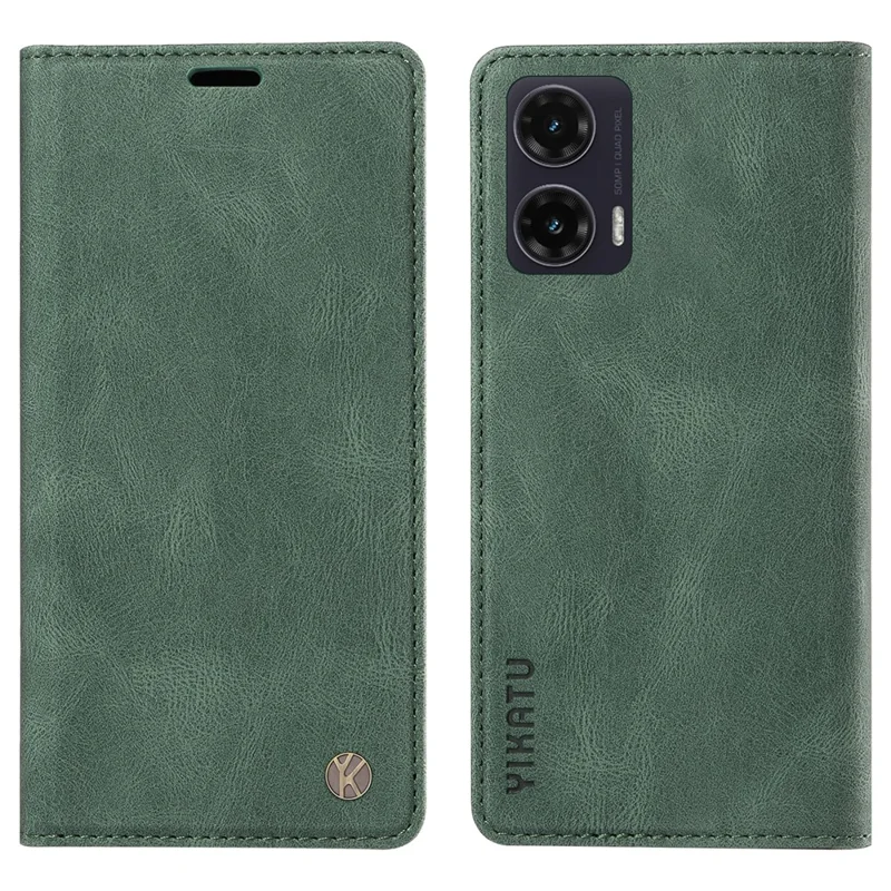Funda para Motorola Moto G35 5G YIKATU YK-004, de piel, con cubierta magnética de absorción automática - Verde