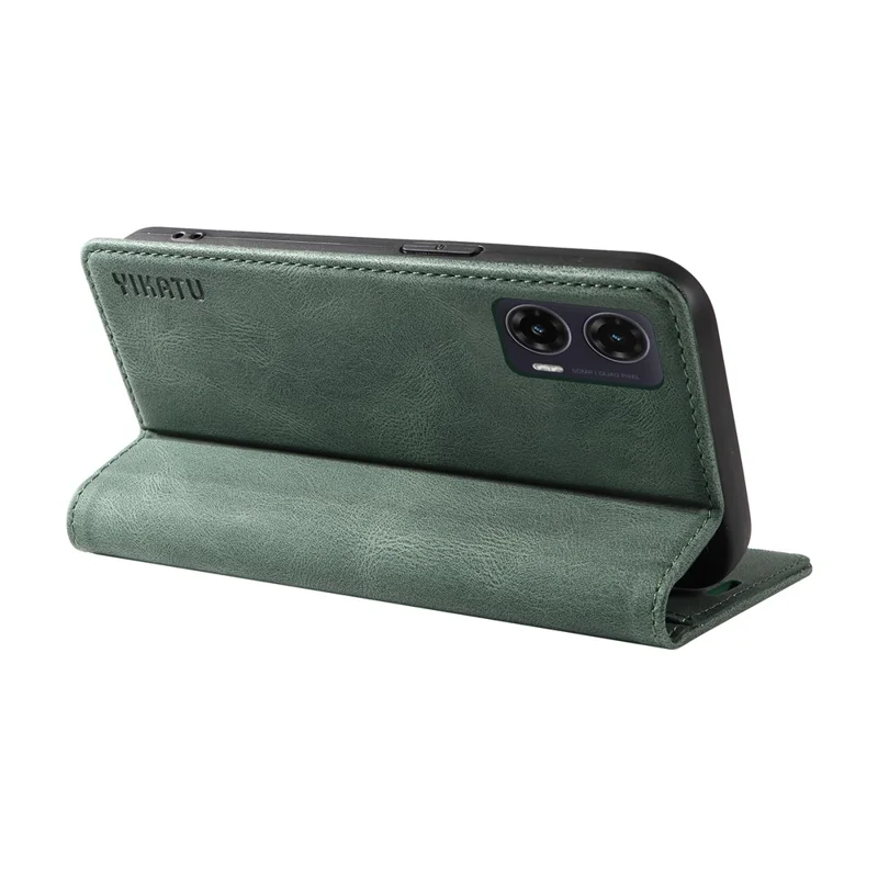 Funda para Motorola Moto G35 5G YIKATU YK-004, de piel, con cubierta magnética de absorción automática - Verde