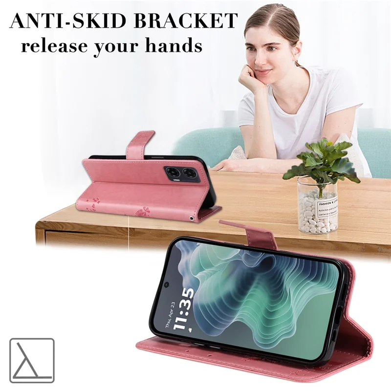 Funda para Motorola Moto G35 5G Modelo Árbol de Gato Tapa de Cuero para Teléfono - Rosa