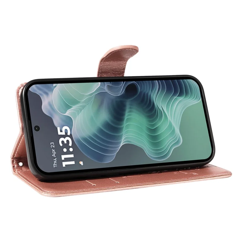 Custodia per Motorola Moto G35 5G in pelle PU con motivo floreale - Oro rosa