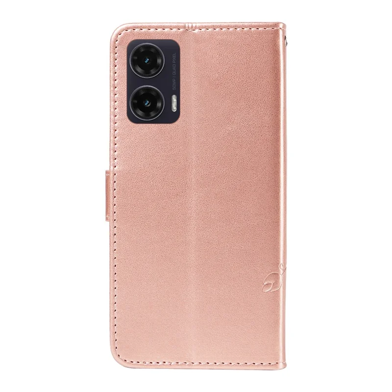 Custodia per Motorola Moto G35 5G in pelle PU con motivo floreale - Oro rosa