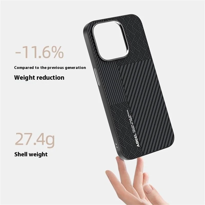 ABEEL Coque pour iPhone 15 Pro Max PC + TPU + Alliage d'aluminium + Cuir PU Compatible avec MagSafe - Texture 3