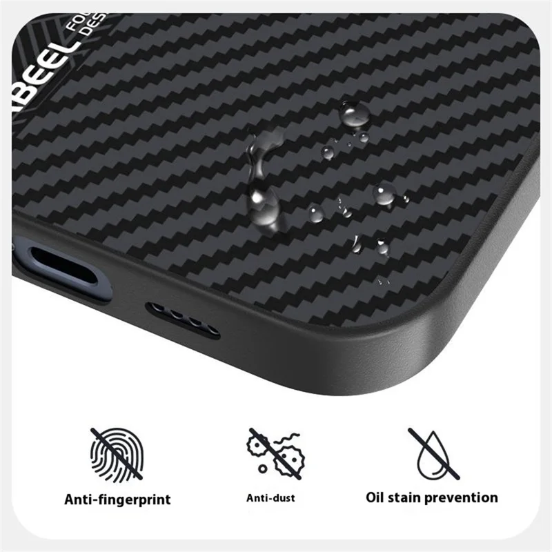 ABEEL Coque pour iPhone 15 Pro Max PC + TPU + Alliage d'aluminium + Cuir PU Compatible avec MagSafe - Texture 3