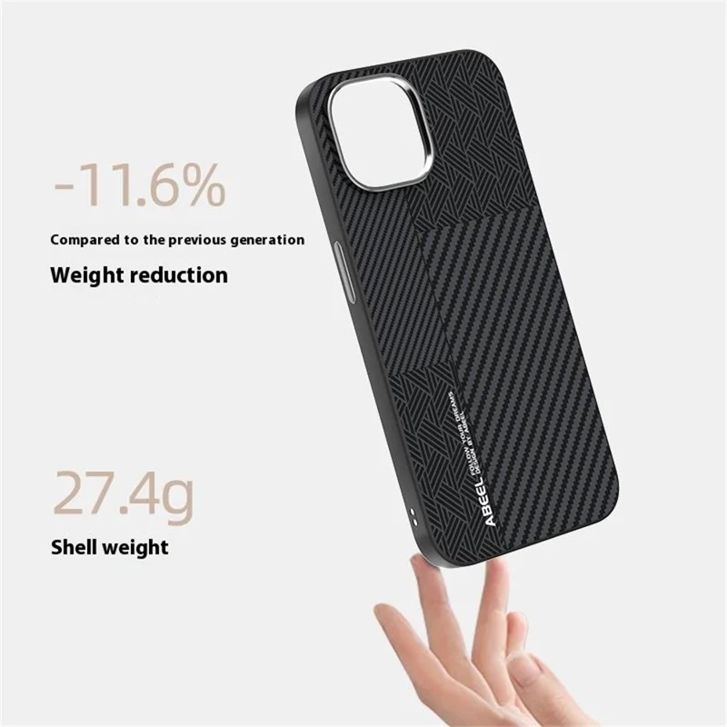 ABEEL For iPhone 14 Case PC + TPU + Aluminum Alloy + PU Leather Phone Cover Compatible with MagSafe - Texture 1